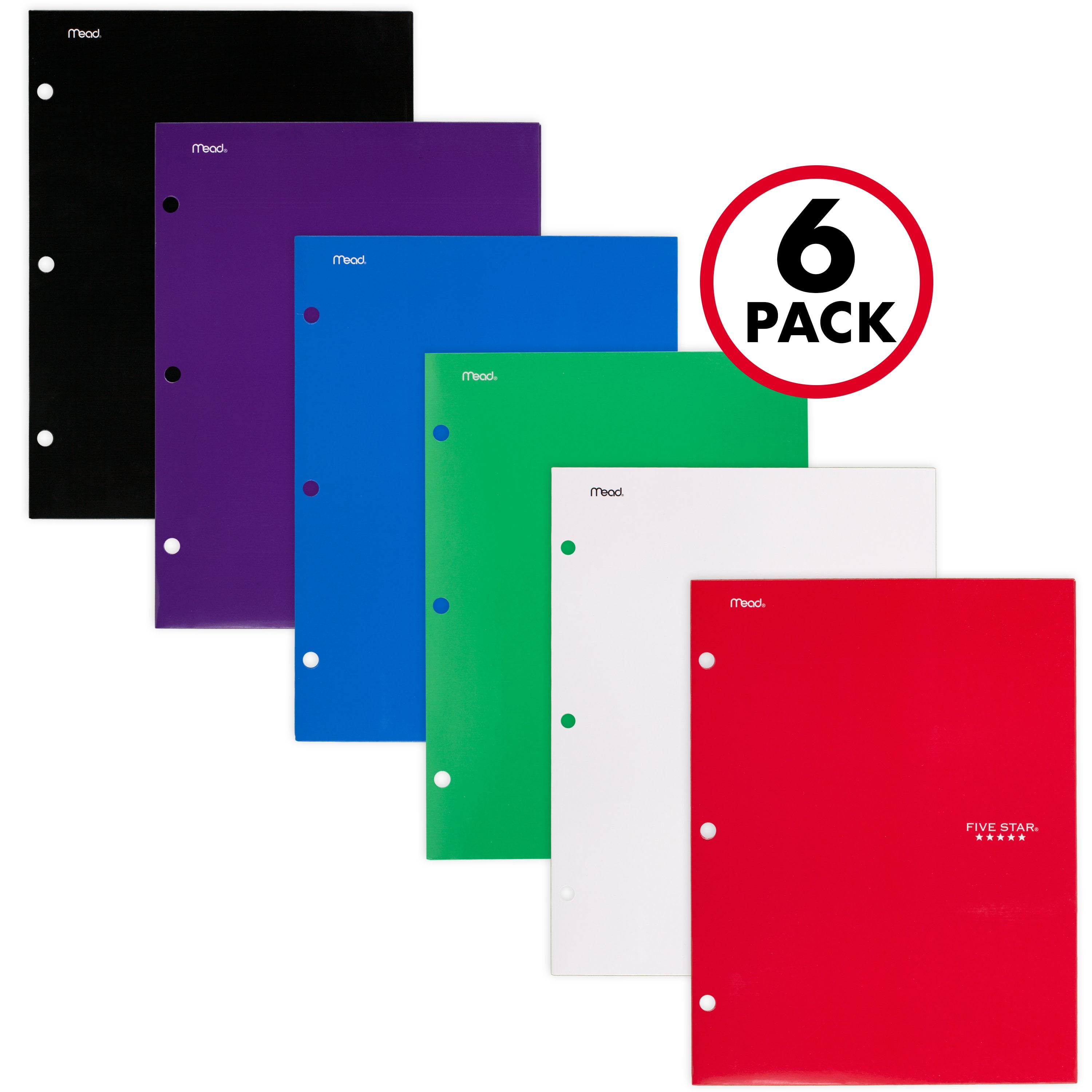 Five Star 4-Pocket Paper Folder for Kids, Assorted Colors, 6 Pack