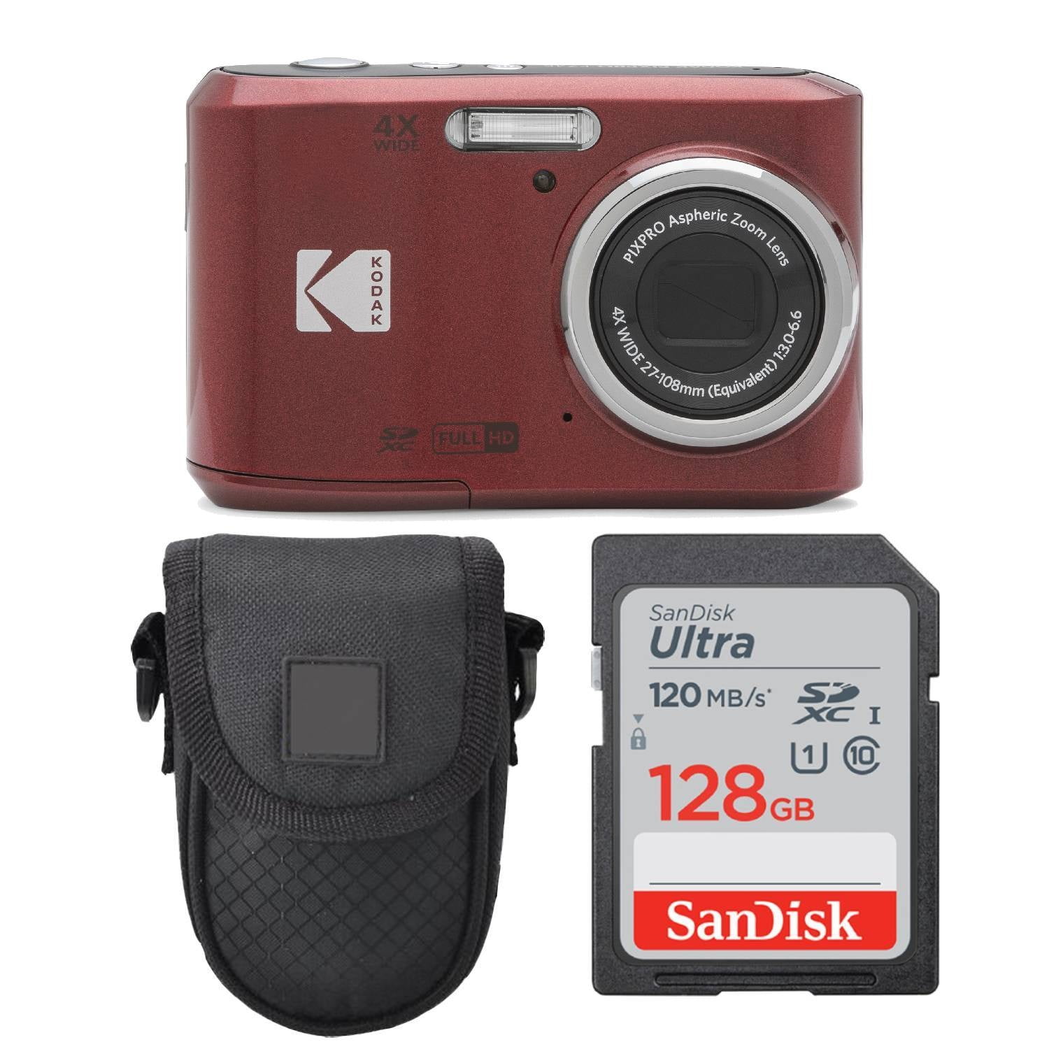 Kodak PIXPRO FZ45 Red Camera with 128GB SDXC Card, Case, 4x Zoom