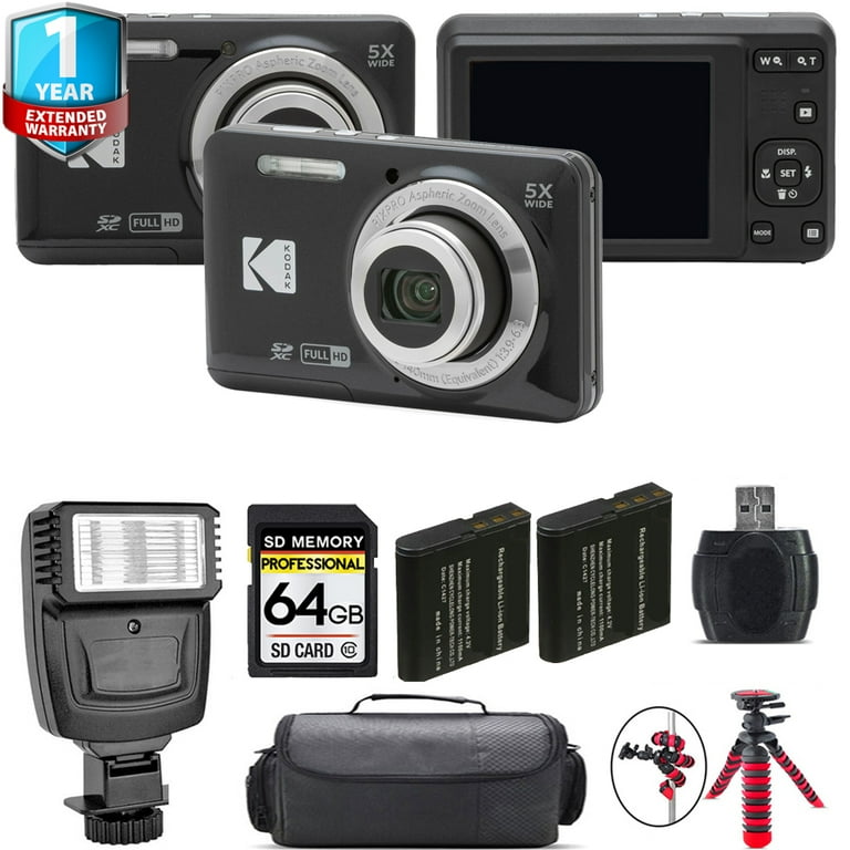 Kodak PIXPRO FZ55 Digital Camera Bundle, Black, 1 Yr Warranty