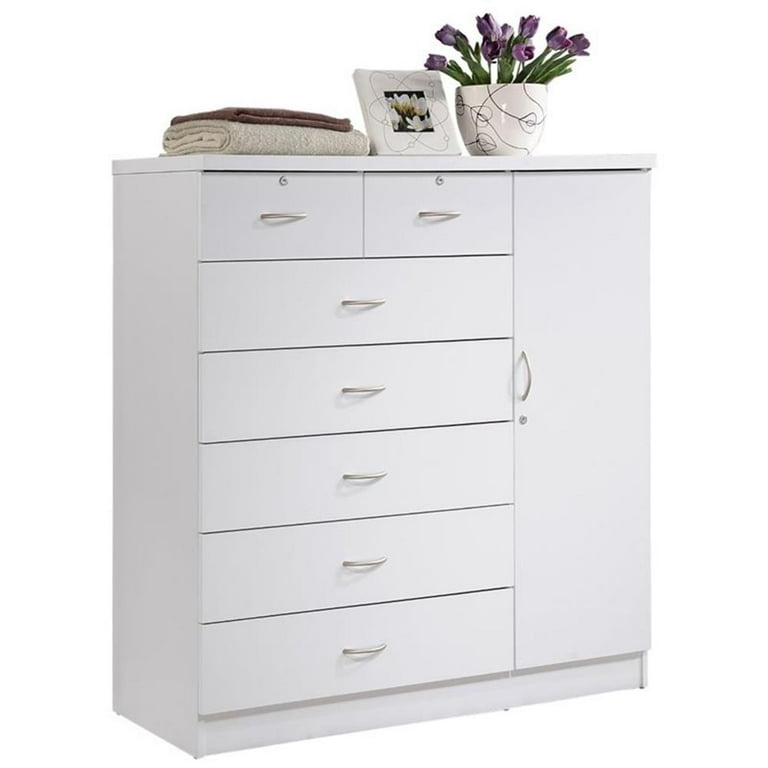Hodedah Tall Bedroom Dresser, 7-Drawer Chest with Locks, 1-Door 3