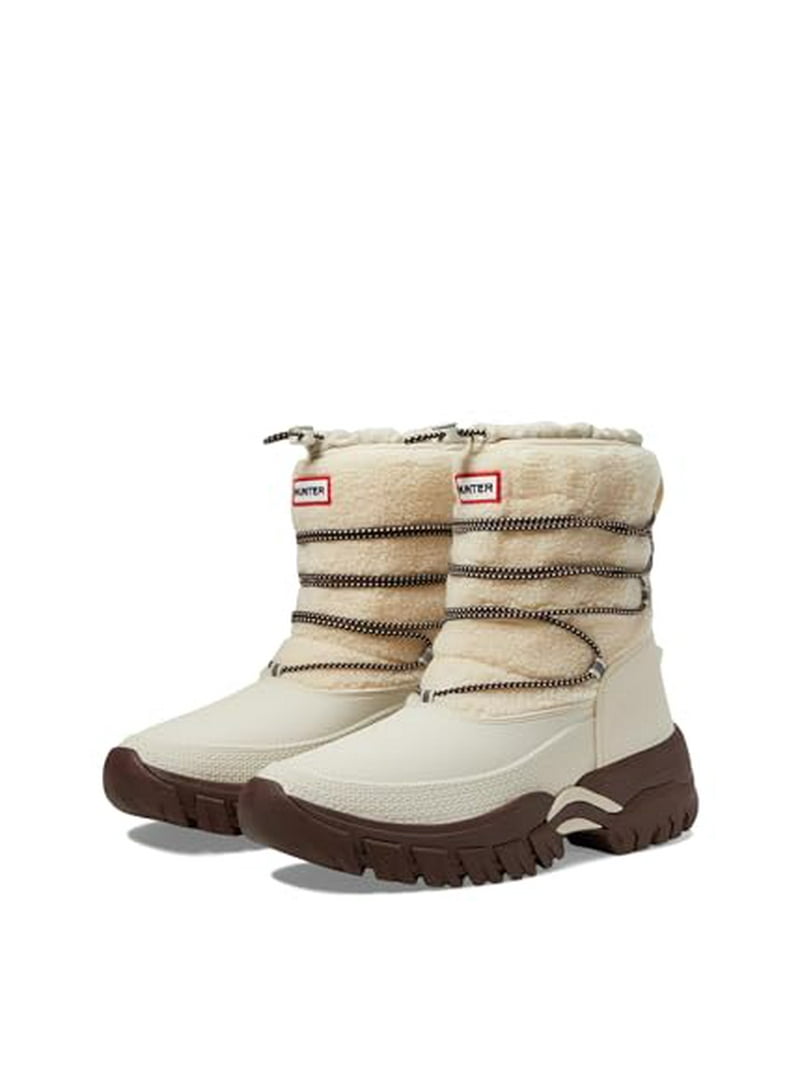 Hunter Wanderer Womens' Short Sherpa Snow Boots, White Willow
