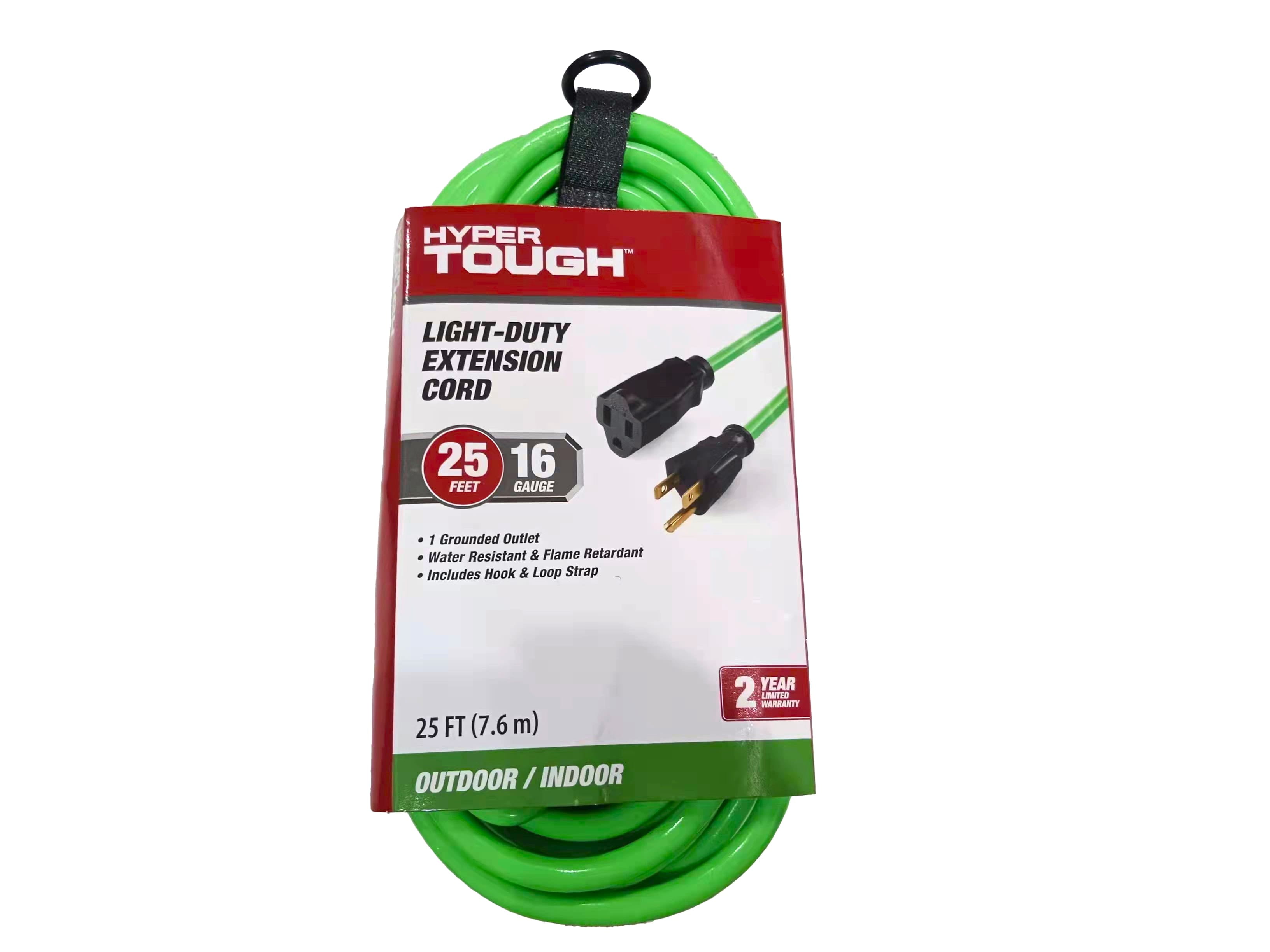 Hyper Tough 25FT 16/3 Outdoor Extension Cord Green 125V 13A