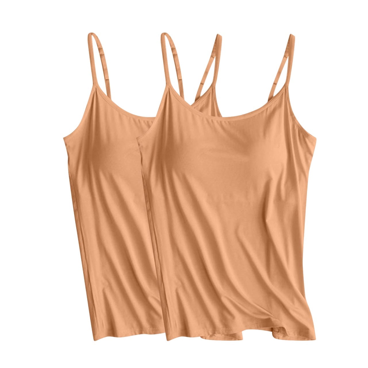 Leesechin 2PC Padded Camisole No Shelf, No Built in Bra, No