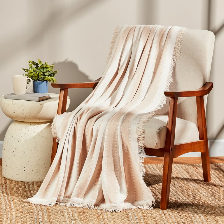 Mainstays by Becky G. & Alejandra Tapestry Knit Throw, Beige