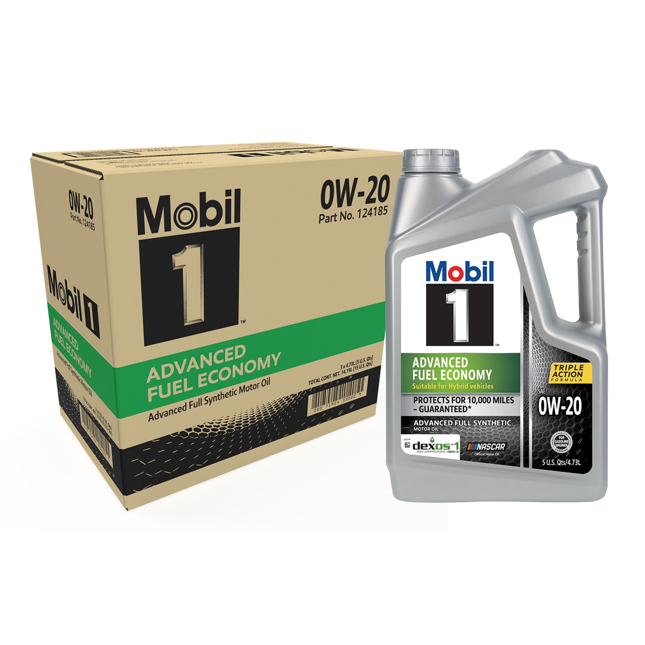 Mobil 1 0W-20 Full Synthetic Motor Oil, Advanced Fuel Economy, 5