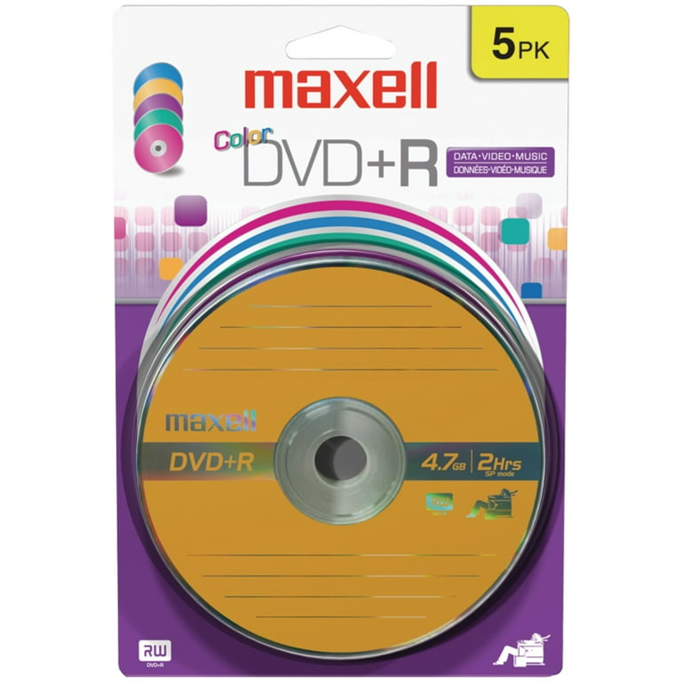 Maxell 639031 4.7 Gb DVD+R Color 5Pk Card 5 Pack - Walmart.com
