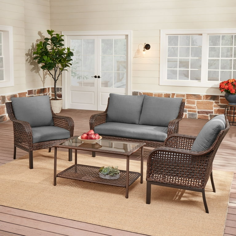 Mainstays Tuscany Ridge 4-Piece Wicker & Steel Outdoor