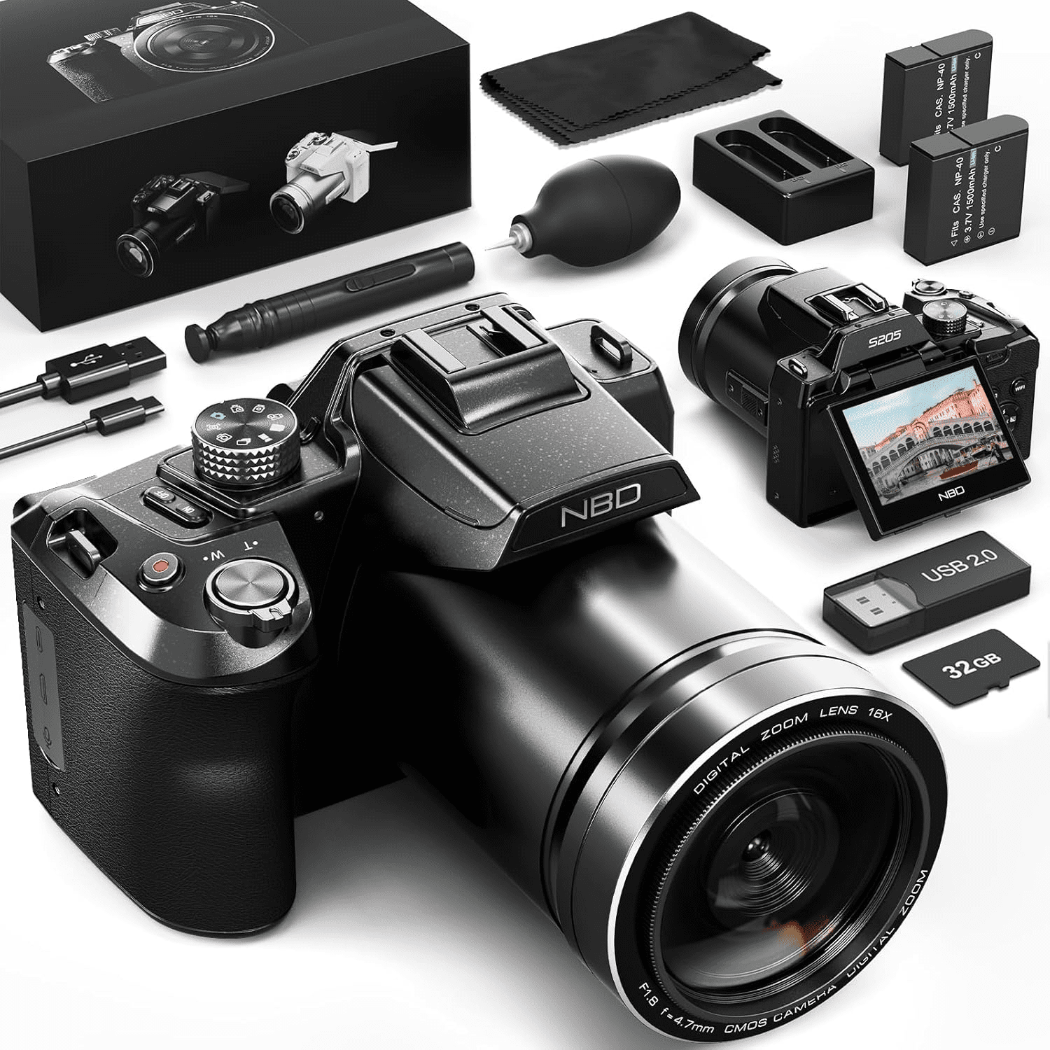 NBD Digital Camera for Photography 4K 64MP Video Camera with 16X