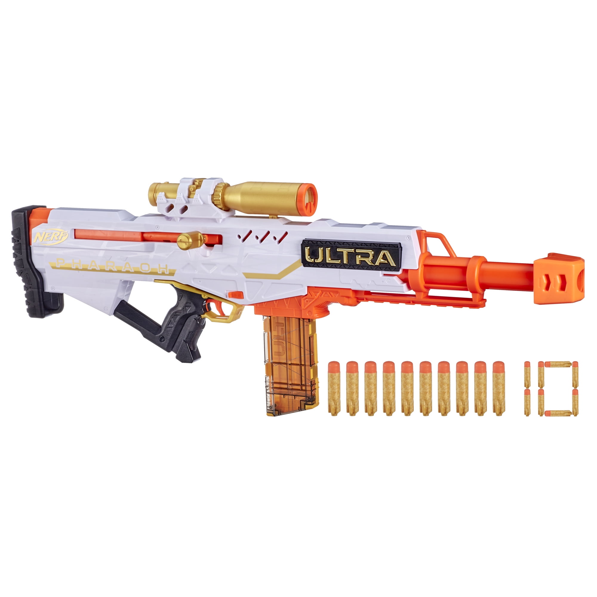Nerf Ultra Pharaoh Gold Accents Blaster - Includes 10-Dart Clip