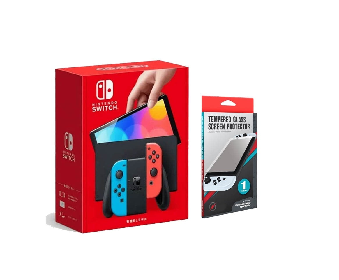 Nintendo Switch OLED Model Game Console System w/ Neon Red & Blue