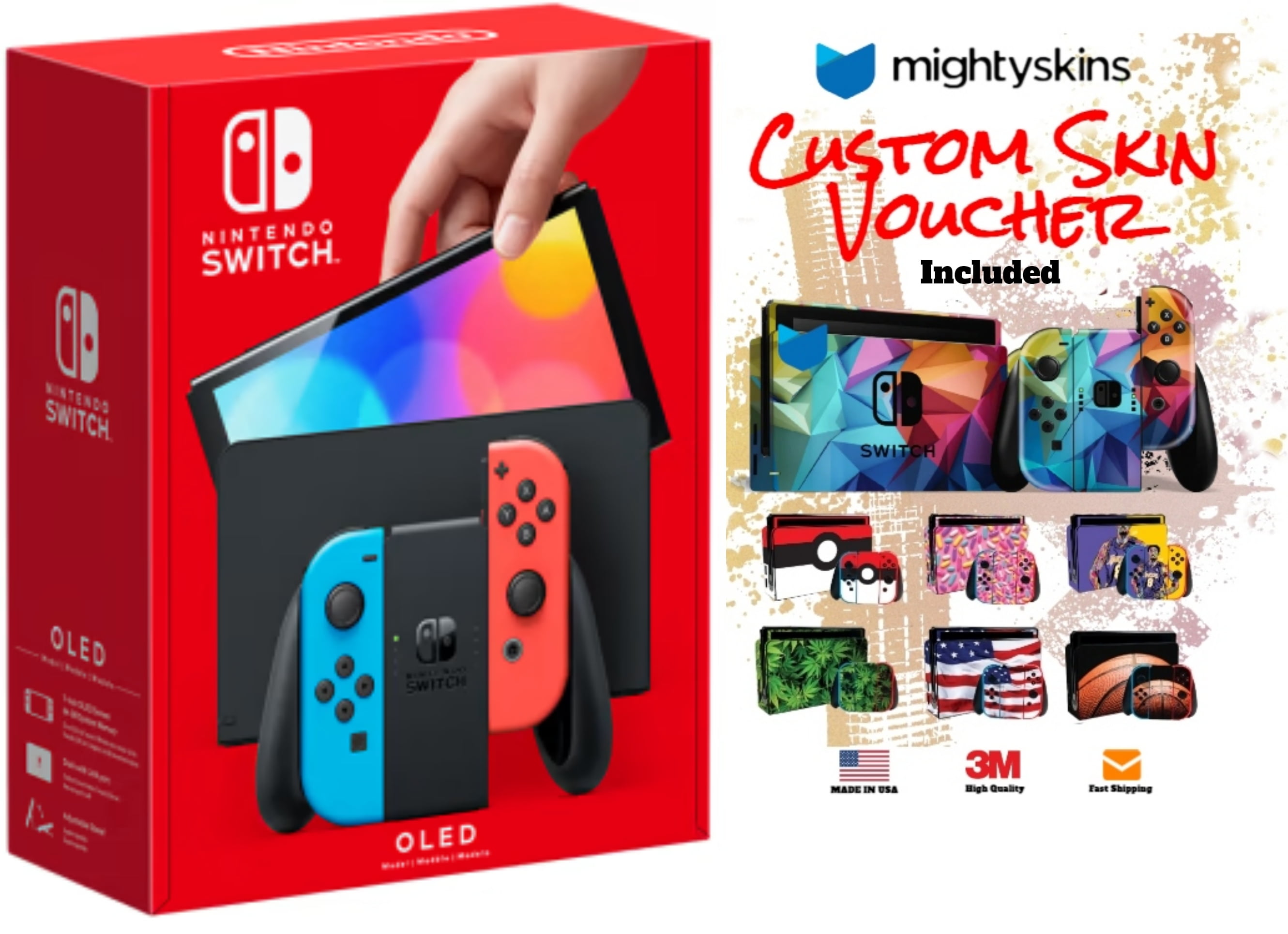Nintendo Switch OLED NEON Edition with MightySkins Custom Console