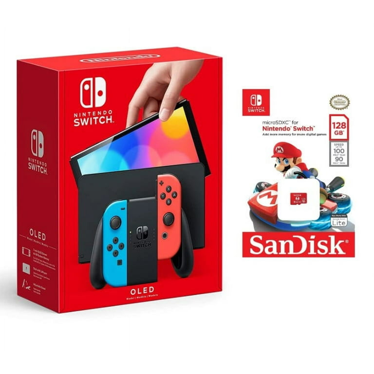 Brand New USA Nintendo Switch OLED Model with Neon Red & Blue Joy
