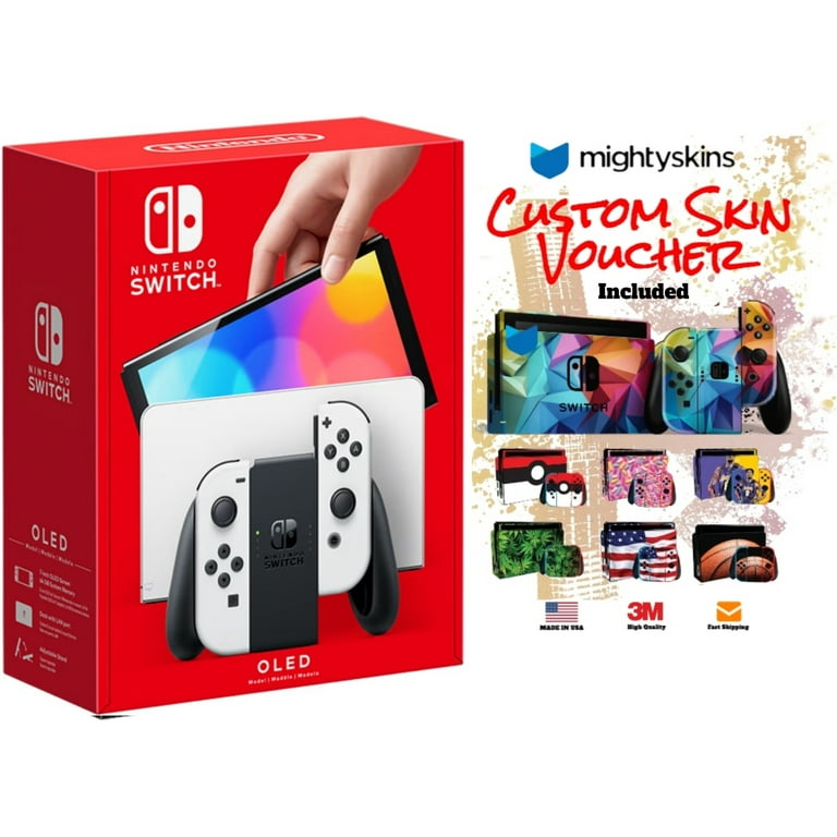 Nintendo Switch OLED White Edition with Joy-Con, MightySkins