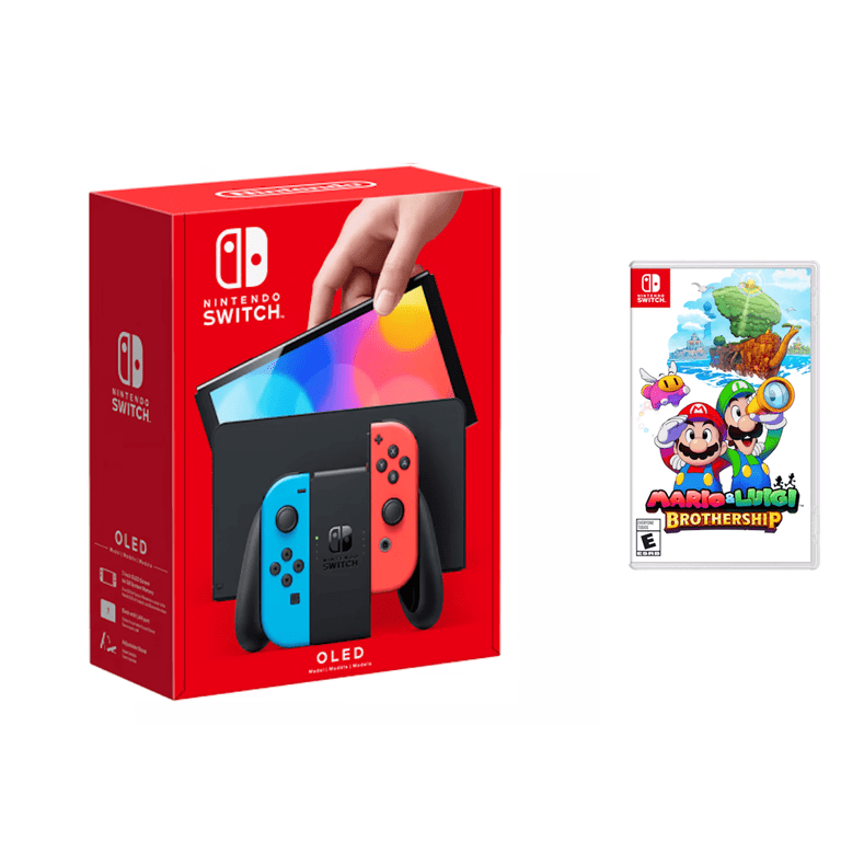 Nintendo Switch OLED Red & Blue with Mario & Luigi Brothership