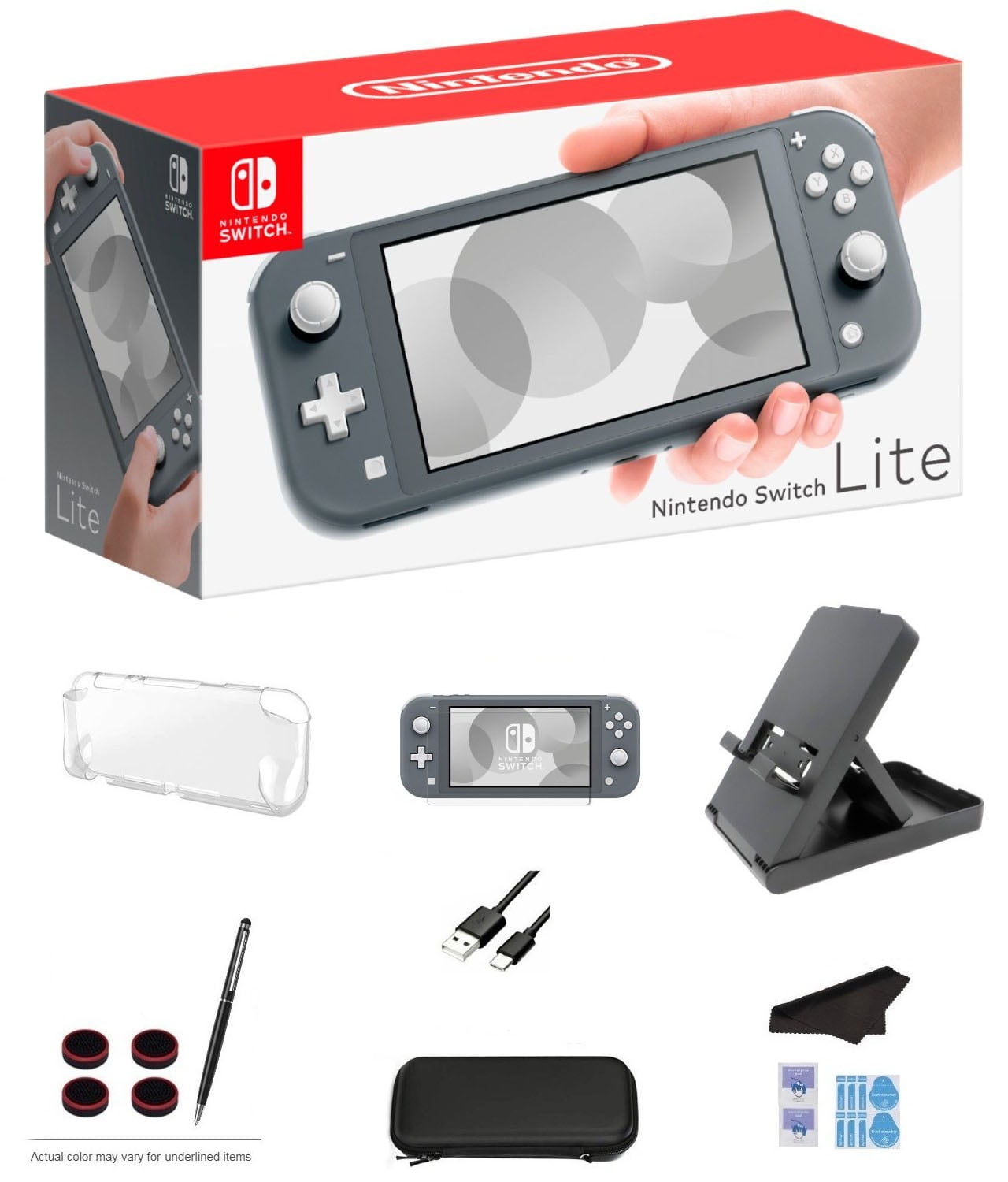 Nintendo Switch Lite, Gray Console with Extra 64GB Storage, LCD