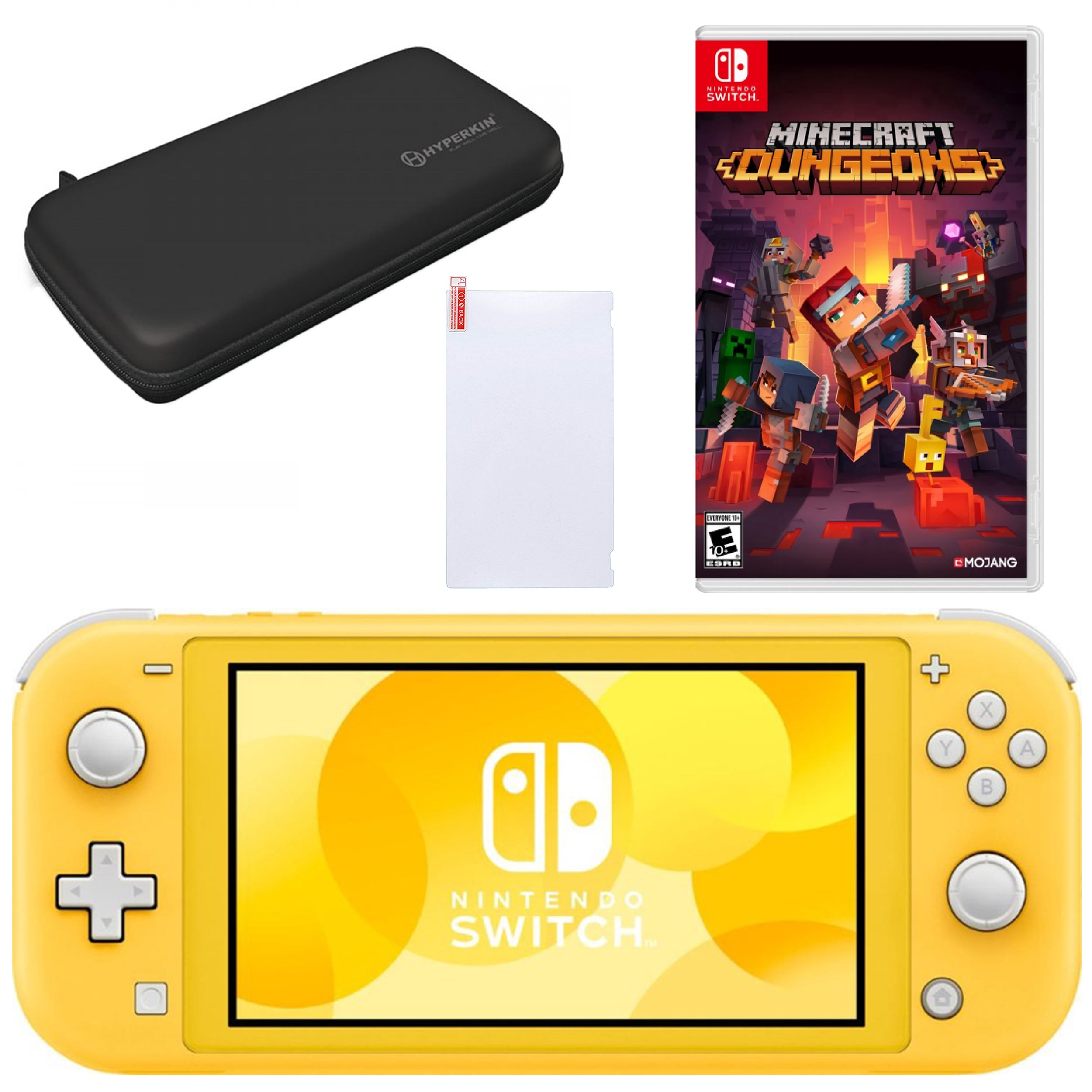 Nintendo Switch Lite in Yellow with Minecraft Dungeons and