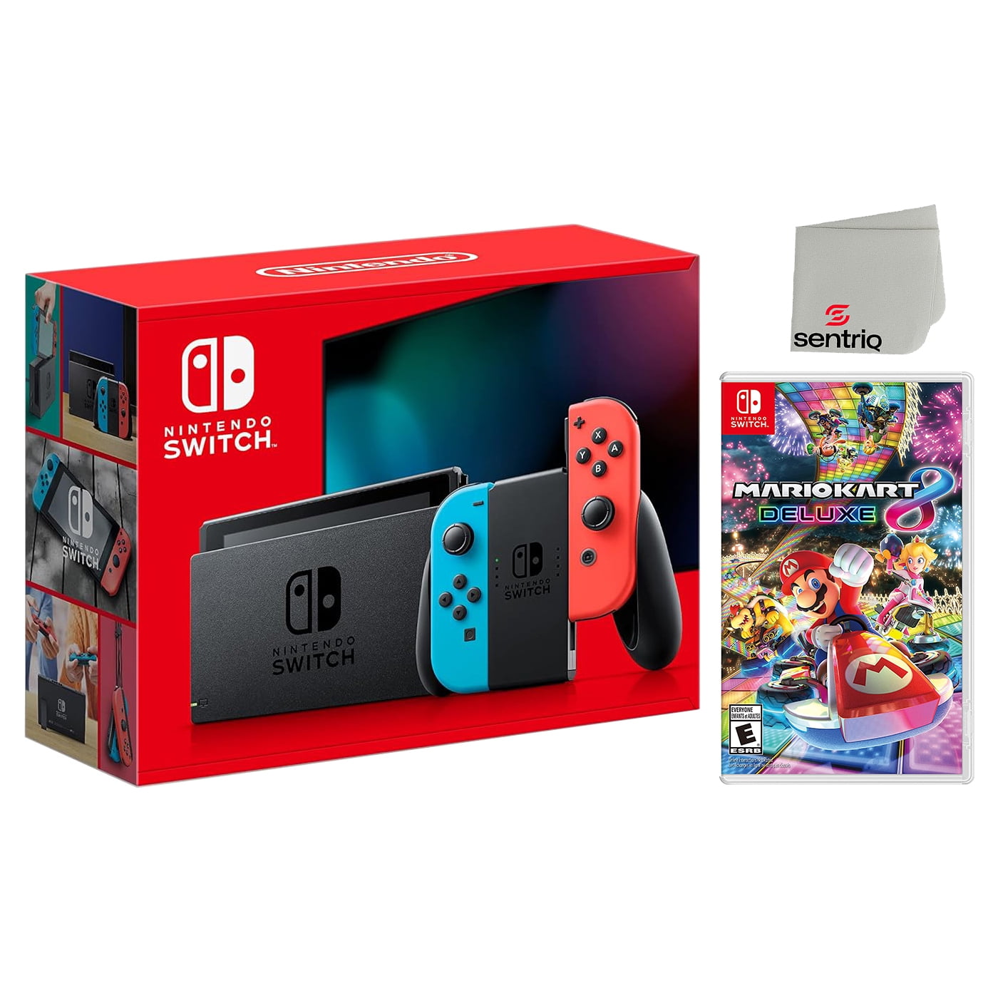 Nintendo Switch Bundle: Neon Red/Blue Joy‑Cons, Mario Kart 8