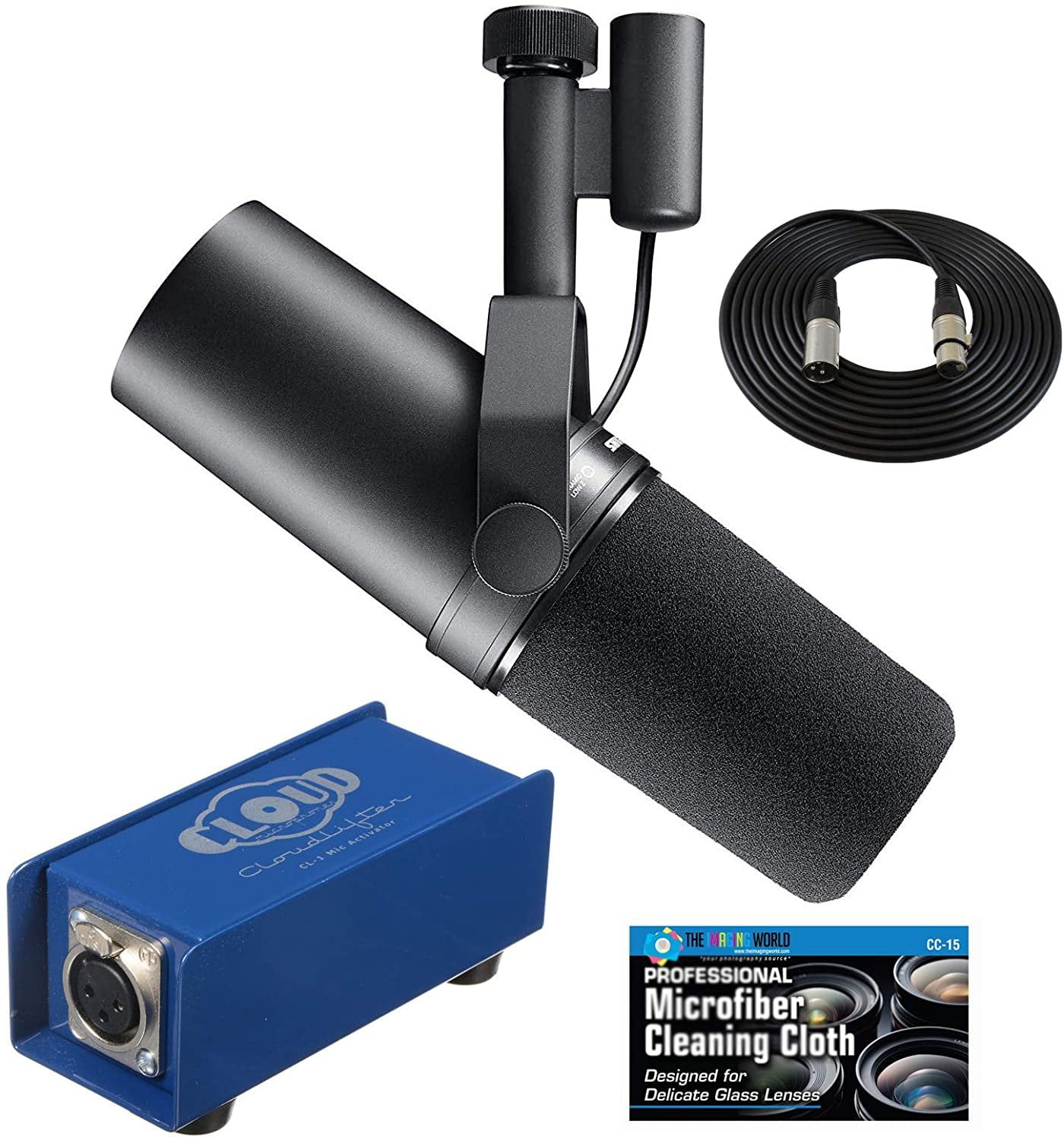 Shure SM7B Vocal Mic, Cloudlifter CL-1 Activator & Extra XLR Cable