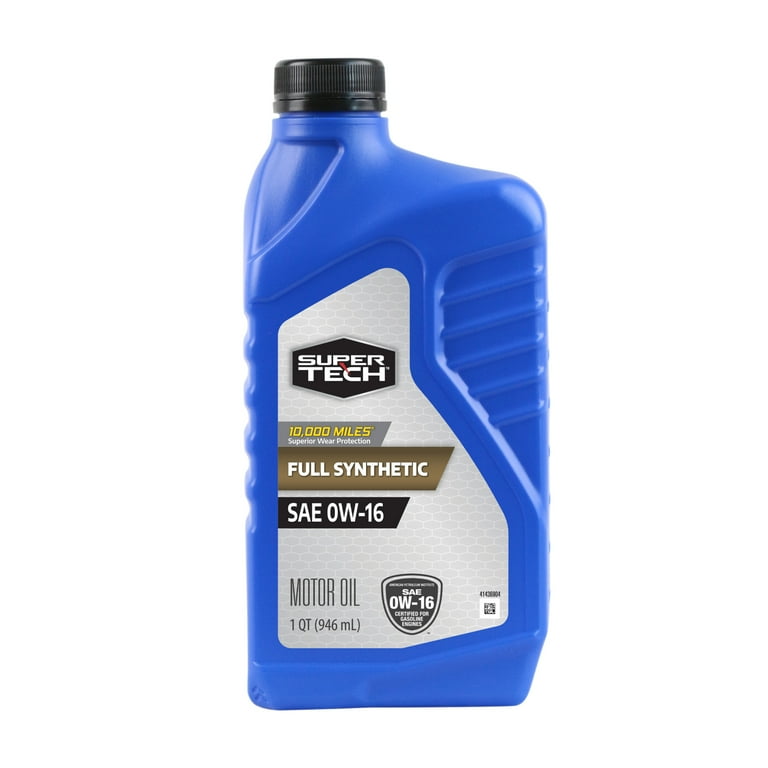 Super Tech Full Synthetic 0W-16 Motor Oil, 1 Quart for Gasoline