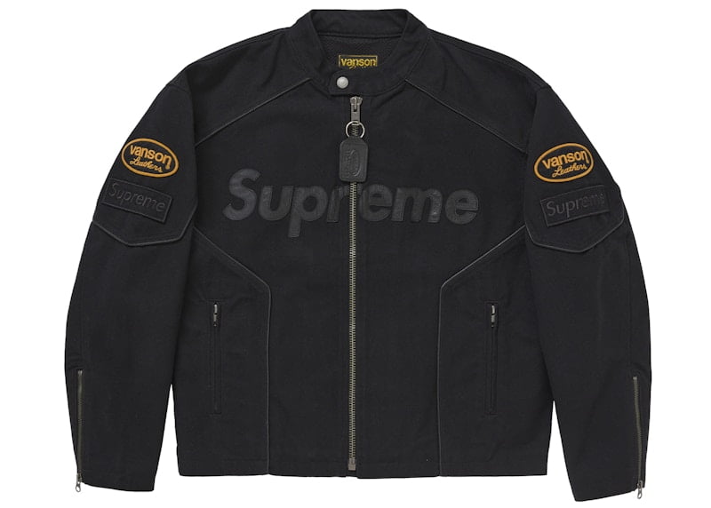 Supreme Men's Vanson Leathers Cordura Cotton Jacket Black, from