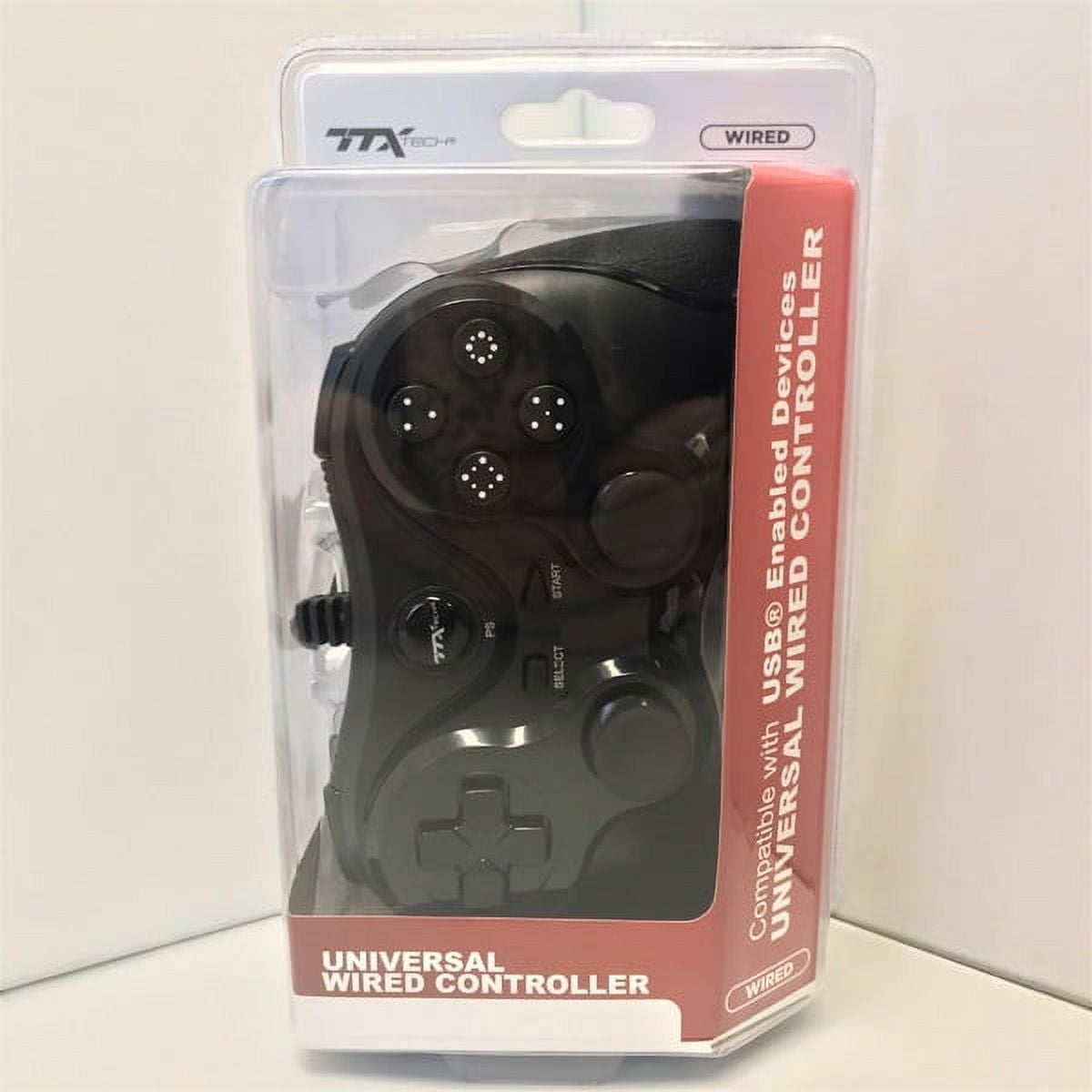 TTX Tech PS3/PC Black USB Wired Controller for Sony PlayStation