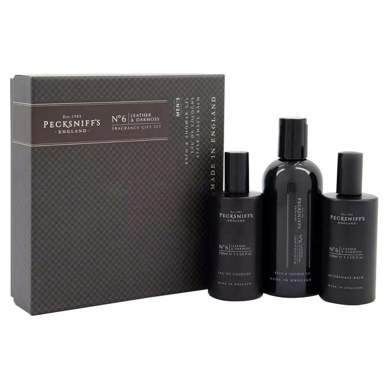 Pecksniffs Leather & Oakmoss Men's Gift Set: Eau de Cologne, 3-in