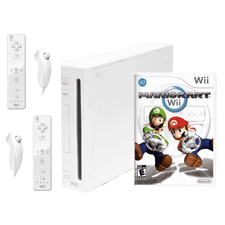 Nintendo Wii Console White, 2 Controllers, Motion Sensor, Mario
