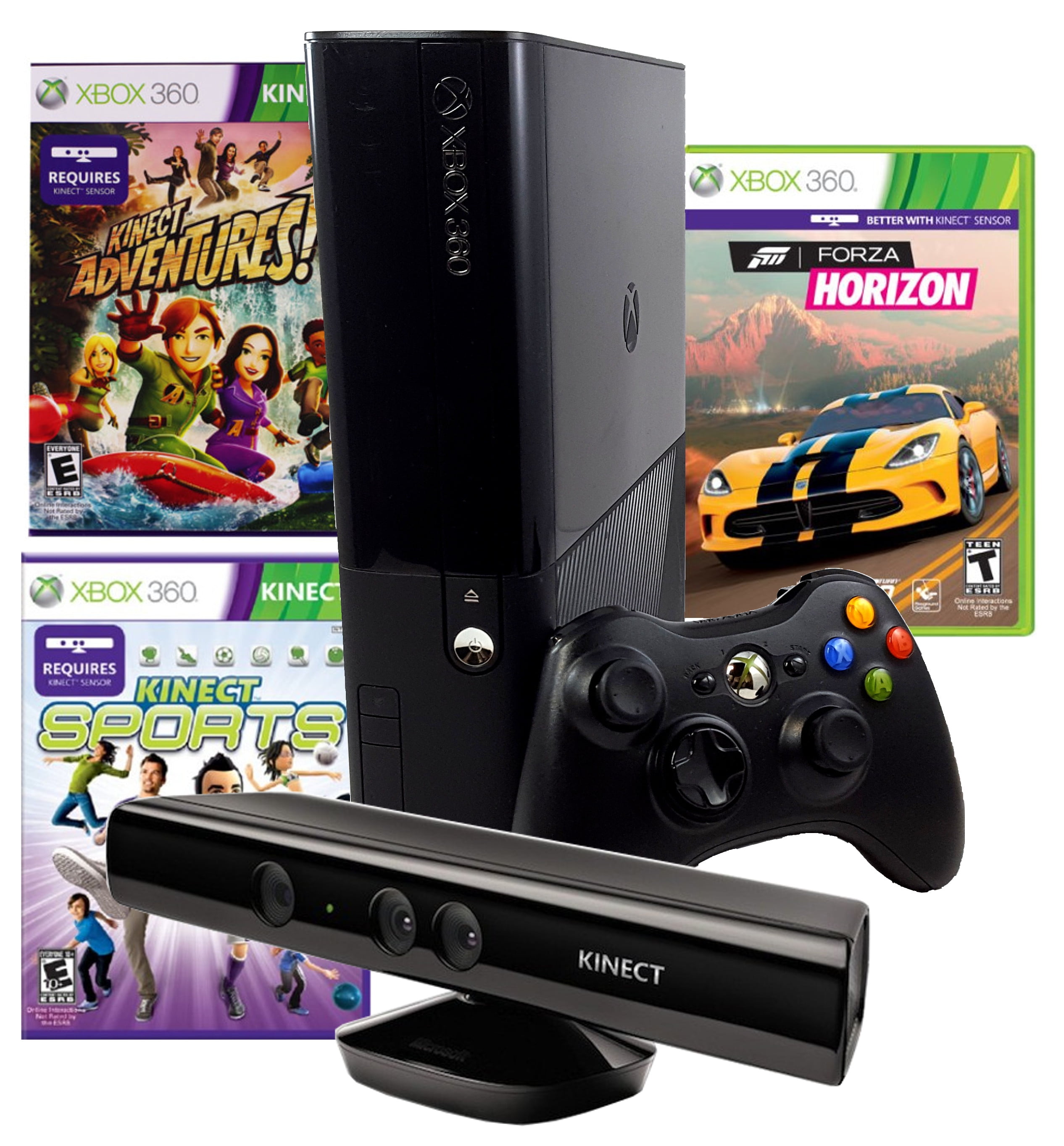 Restored Xbox 360 E 4gb Console Forza Horizons, Kinect Sports, and