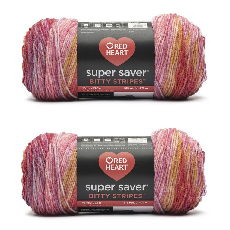 Red Heart® Bitty Stripes™ #4 Medium Acrylic Yarn, 10oz/283g, 515