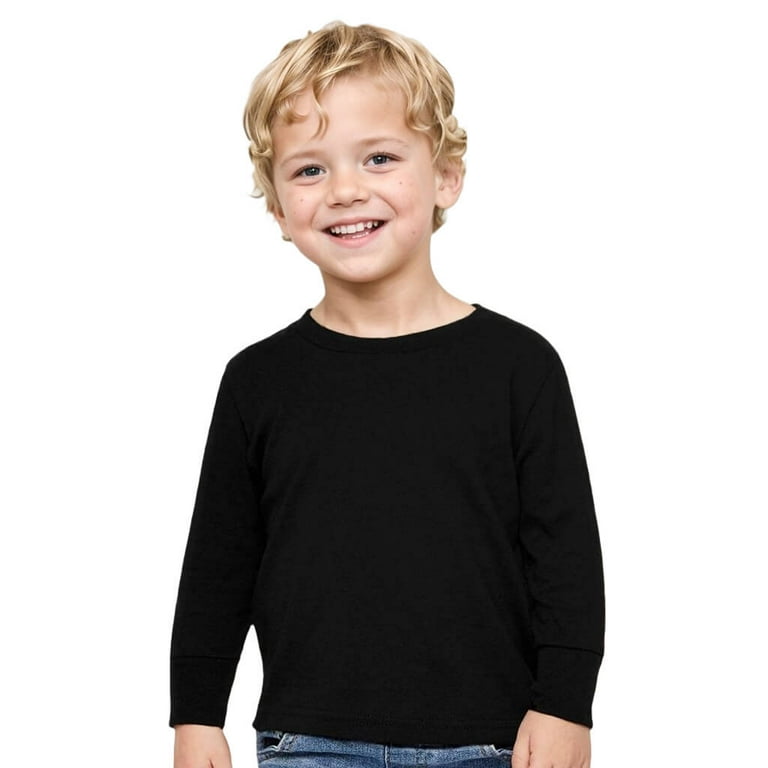 Toddler Cotton Long Sleeve Basic Tee Shirt, BLACK, 4T - Walmart.com
