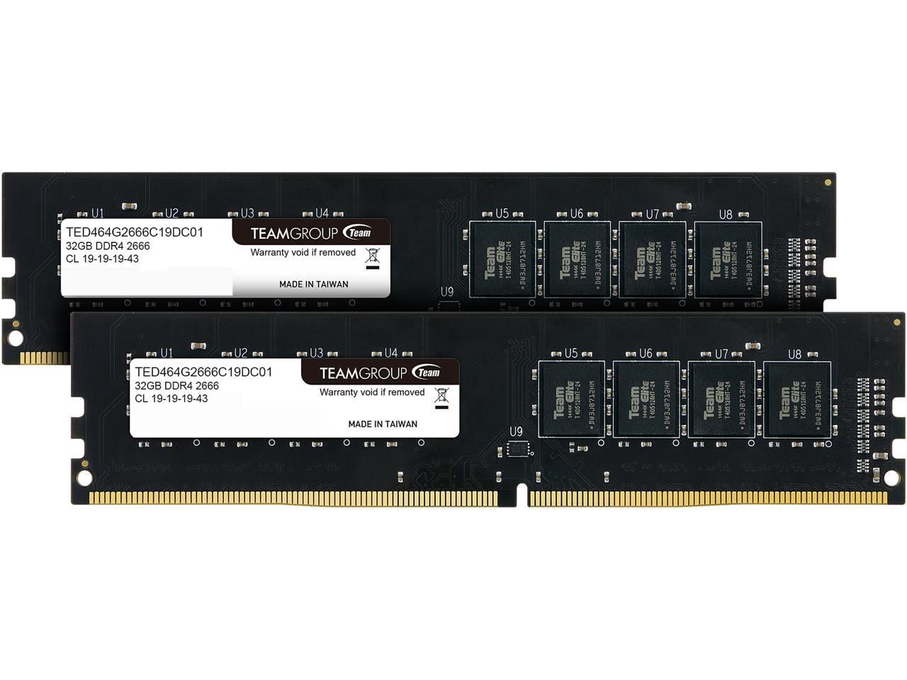 Team Elite 64GB (2 x 32GB) 288-Pin PC RAM DDR4 2666 (PC4 21300