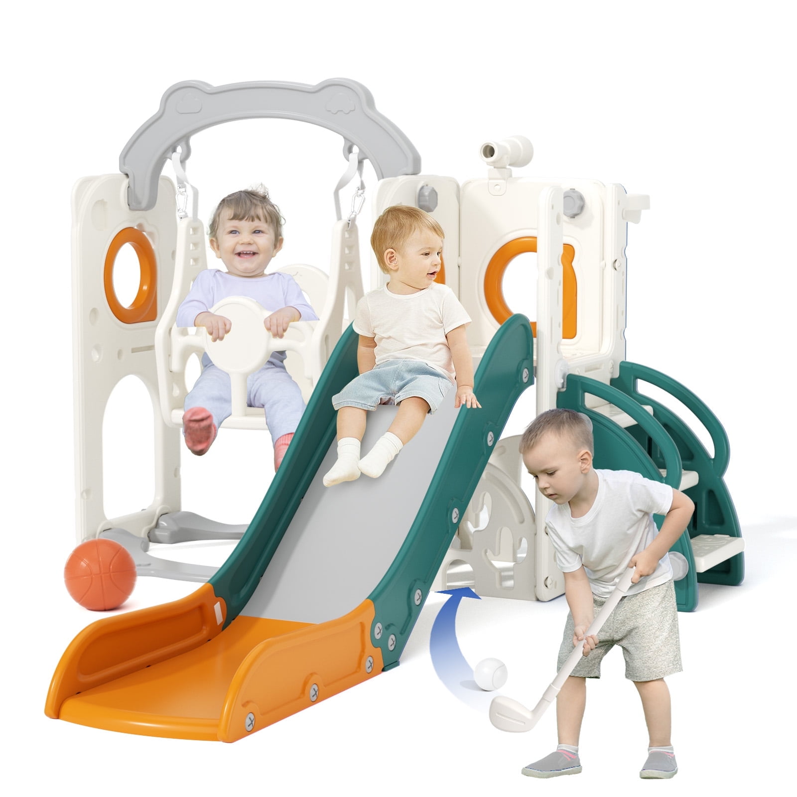 XJD 8 in 1 Kids Slide for Toddlers Age 1-3 Slide and Swing Set for