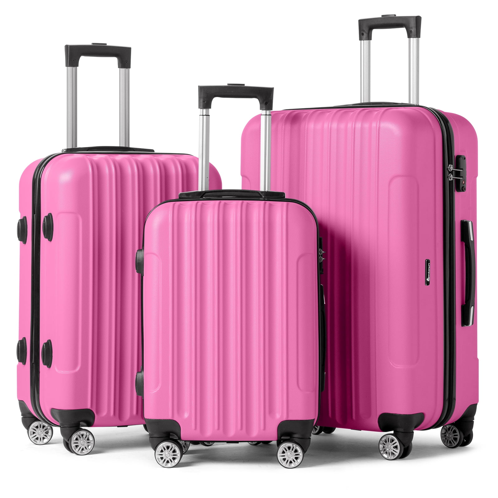 Zimtown 3 Piece Nested Spinner Luggage Set, TSA Lock, Pink