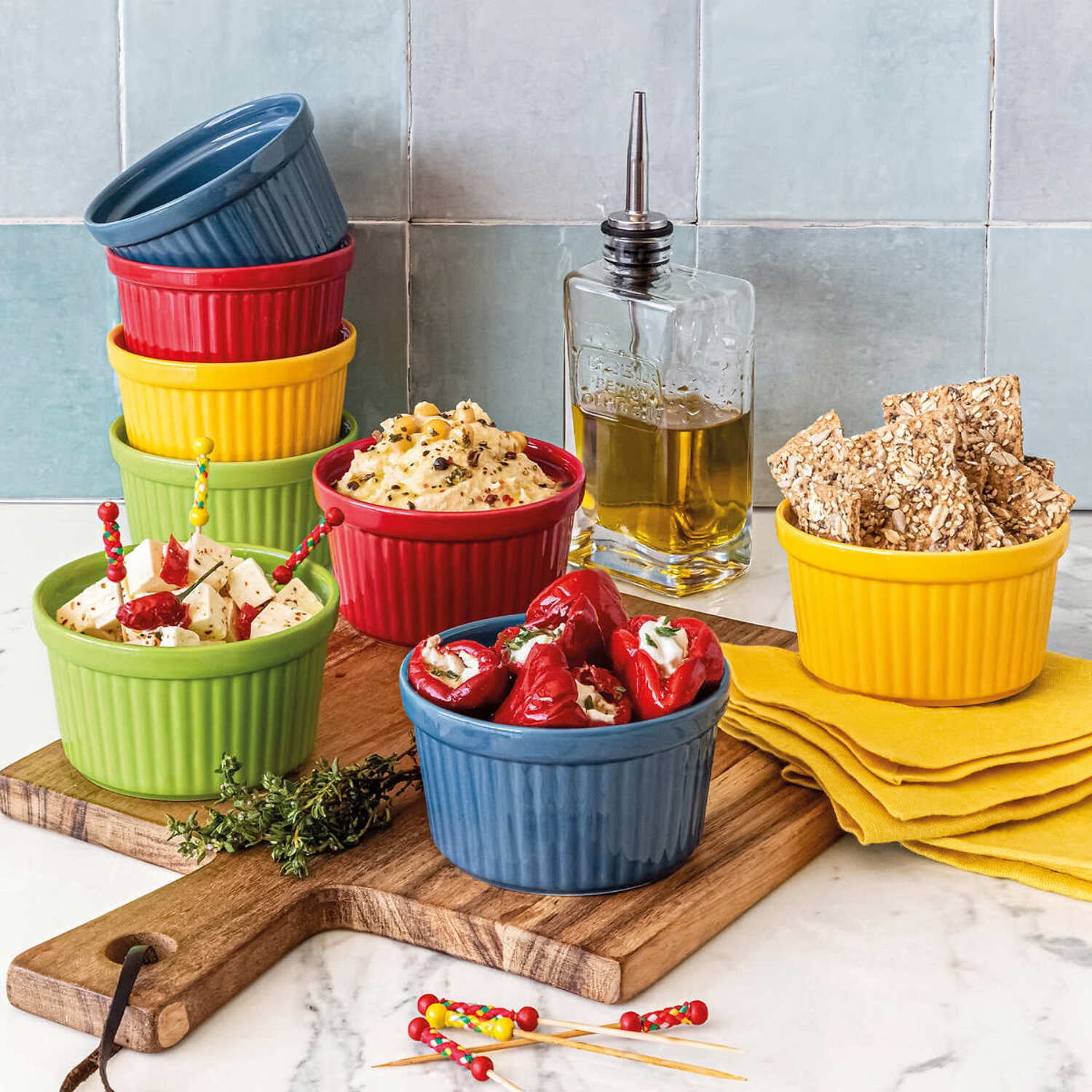 Overandback 8-piece Ramekin Set, Microwave & Oven-Safe, Baking