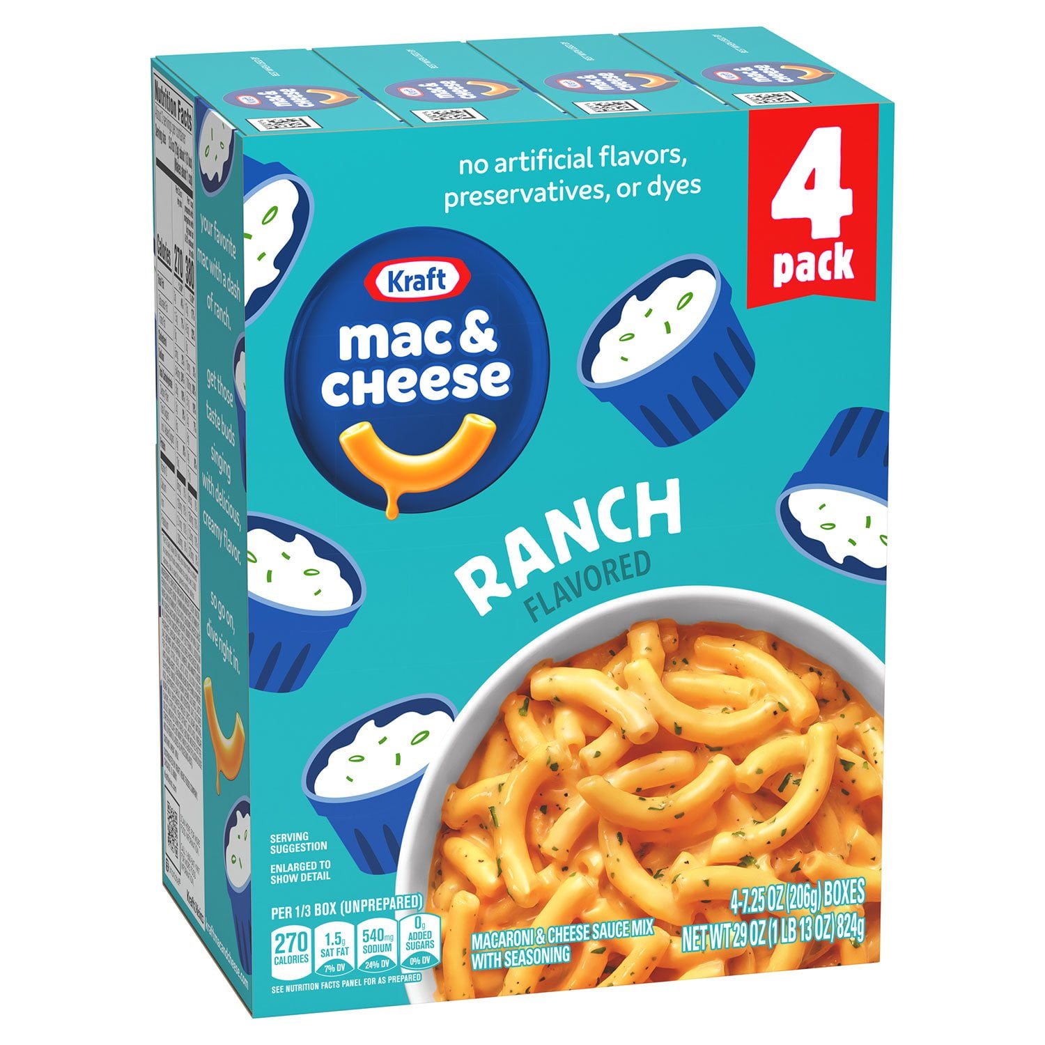Kraft Ranch Flavored Macaroni & Cheese Dinner, 7.25 oz., 4 pk