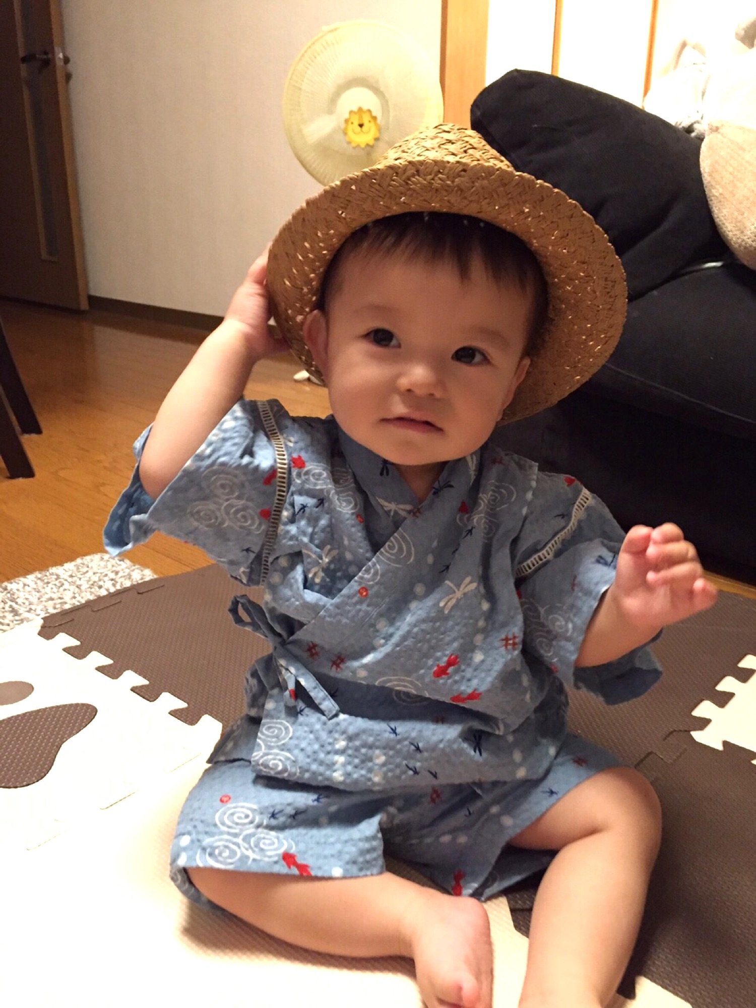 新品タグ付き ミキハウス ダブルB とんぼ＆金魚柄 甚平 110 新品タグ