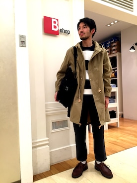 ORCIVALのモッズコートを使ったメンズ人気ファッションコーディネート