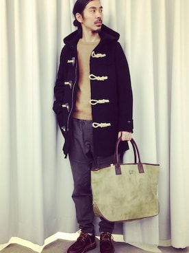 VISVIMのダッフルコートを使ったメンズ人気ファッションコーディネート