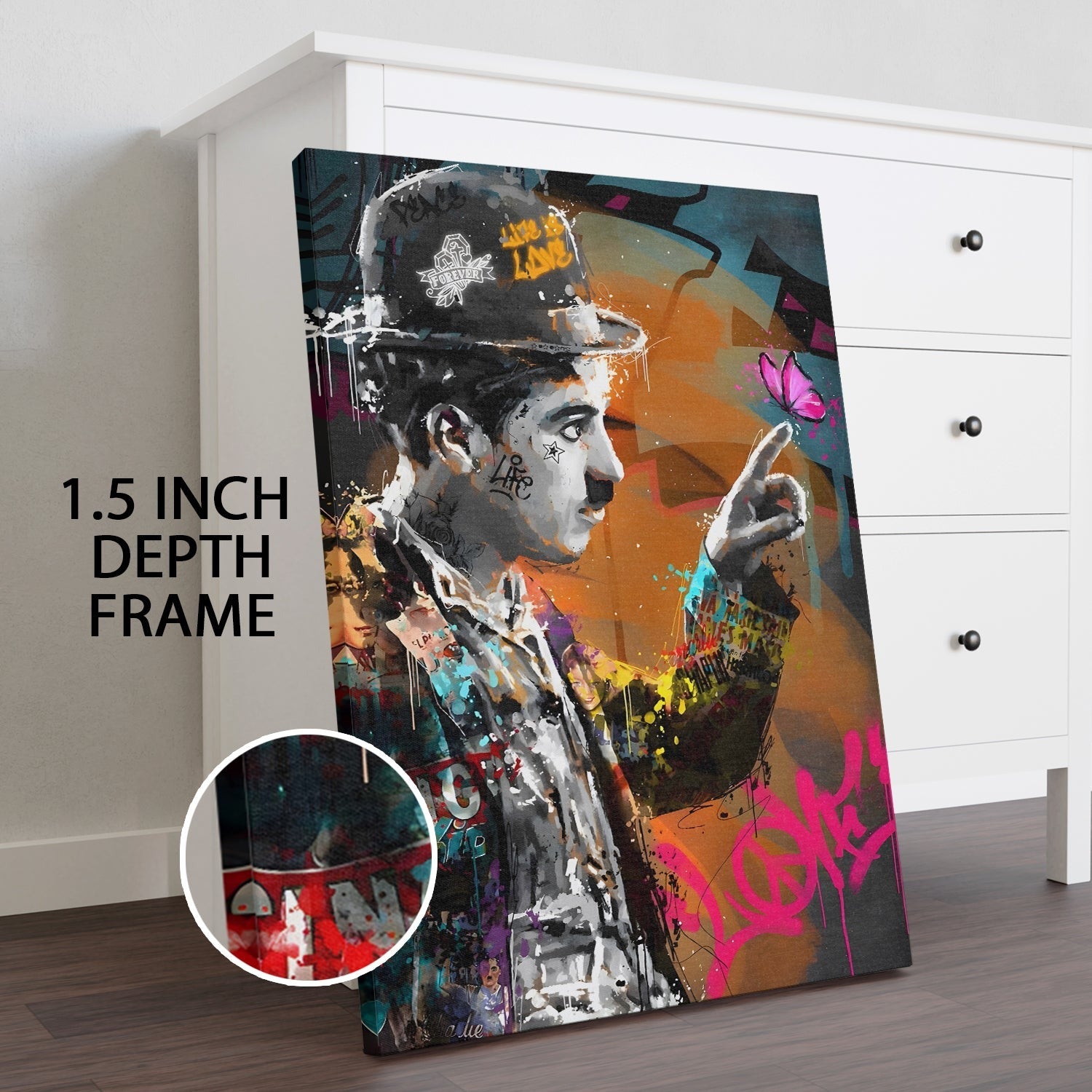 Charlie Chaplin Graffiti Wall Art – Iconik Canvas