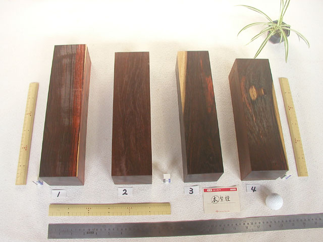 14694 材料 ブロック (本)紫檀(1) 〈厚90～〉4本口 [元口・表] [3,4