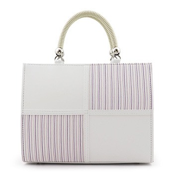 小千谷縮バッグ『彩小径』(白×藤): 和装小物｜着物（きもの）・和服