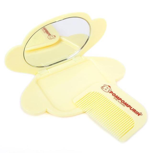 ポムポムプリン フェイス形ミラー＆コームセット コンパクトミラー