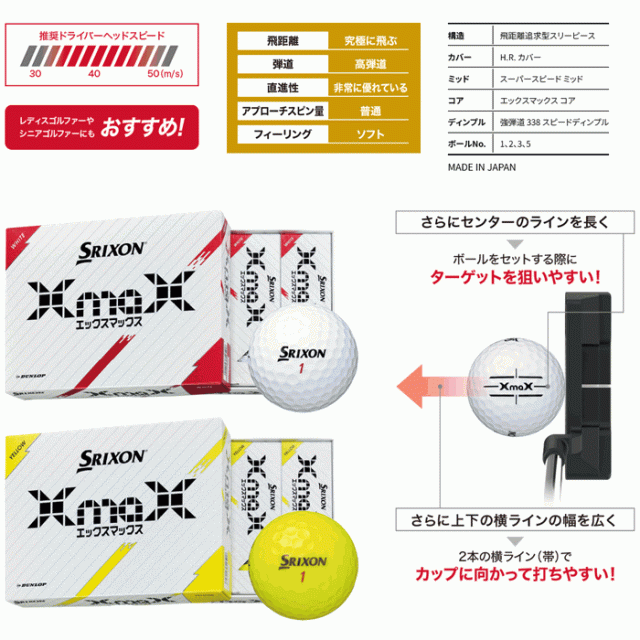 3ダースセット】スリクソン ゴルフ XmaX エックスマックス ゴルフ