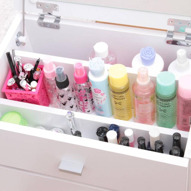 ドレッサー 幅45cm コスメボックス 完成品 コスメ 化粧品 収納 ミラー