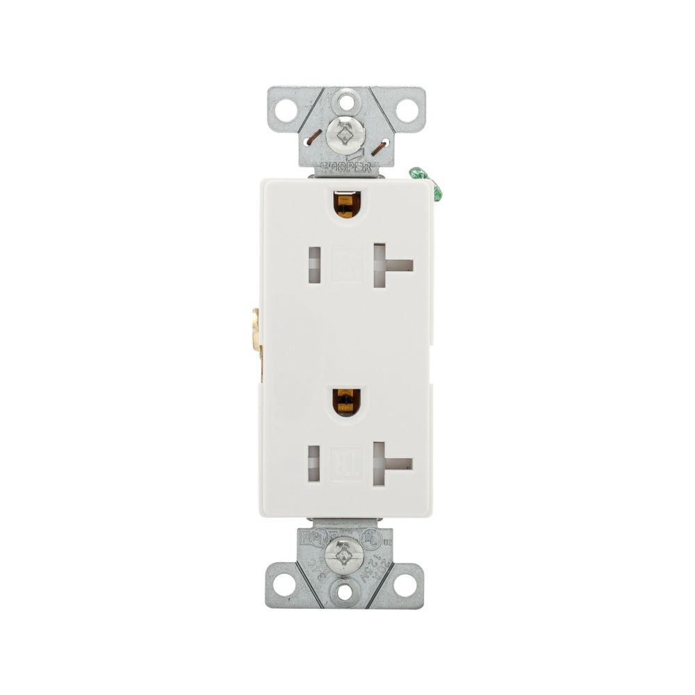 Cooper TR6352W-BOX Receptacle, Decorator Duplex 20A-125V, Tamper
