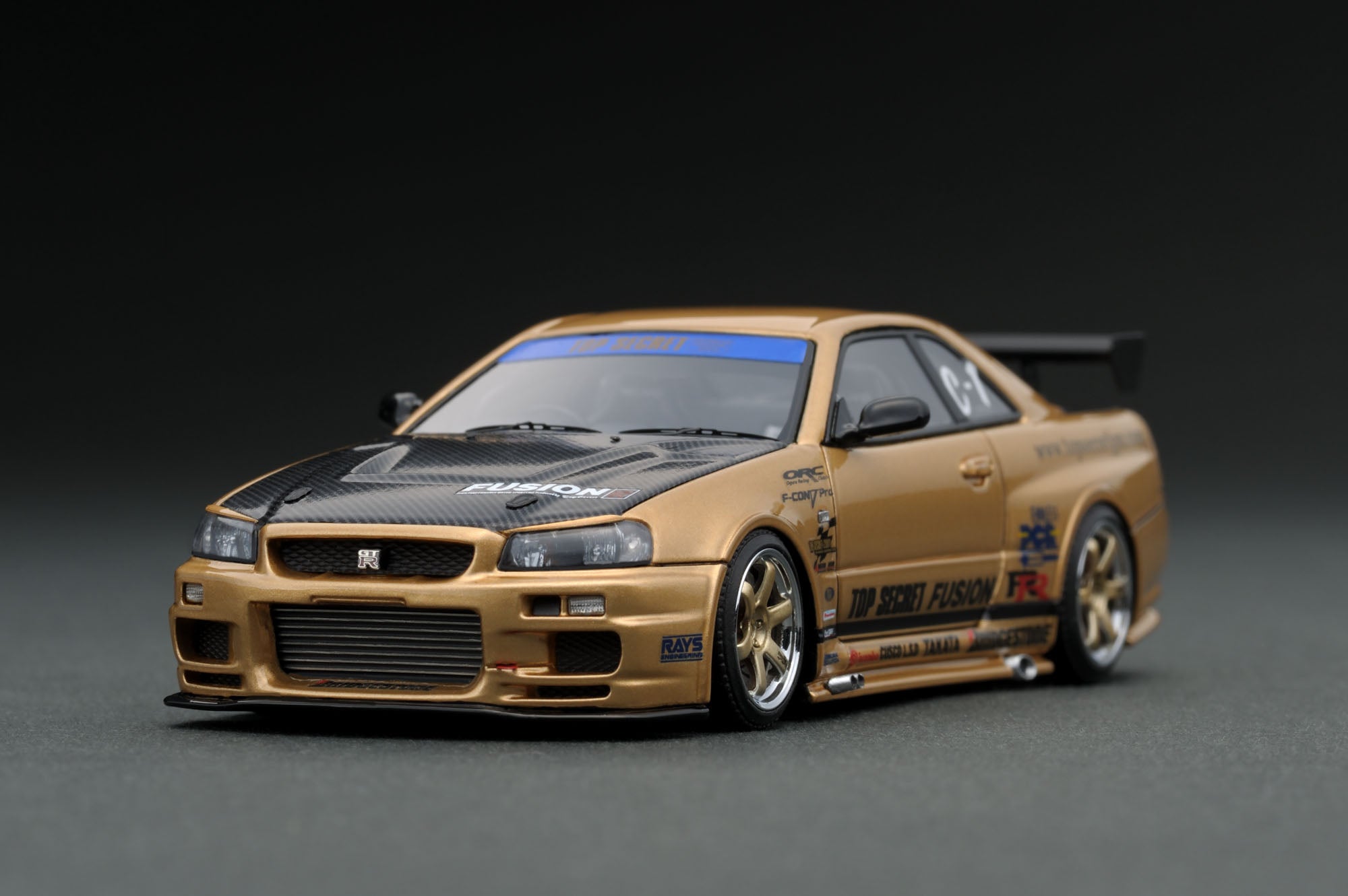 TAS 限定TOP SECRET R34 Gold1/43スケールモデル NISSAN SKYLINE GT-R