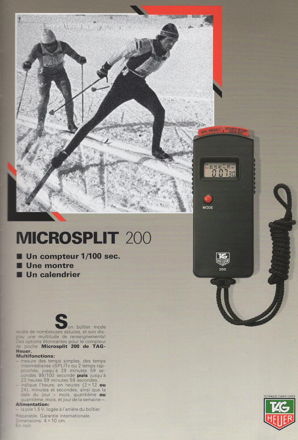 Tag HEUER late 80's stopwatch catalog - IKONIC STOPWATCH