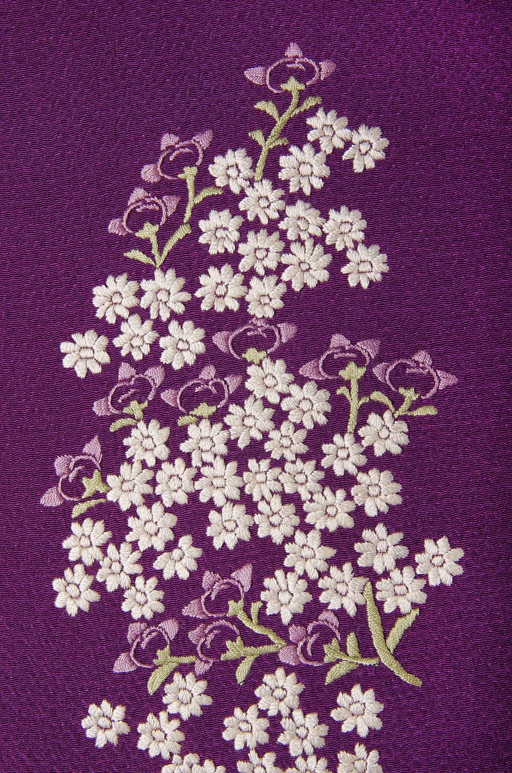 桔梗色橘と小花刺繍半衿 | 時代布と時代衣裳 池田