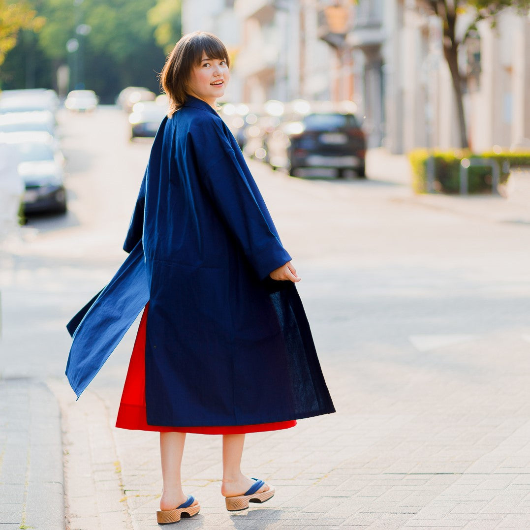 深まる藍色「旅する久留米絣羽織り」JAPAN BLUE・天然藍染め・綿100