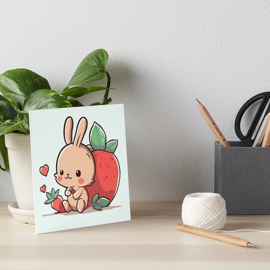 Cute Bunny And Strawberry
